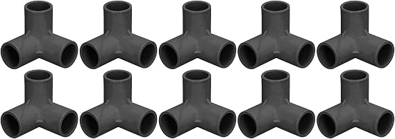 3 Way Pipe Fittings 10PCS 3 Way Elbow PVC Fittings PVC Plastic Furniture Grade Pipe Connector 25mm 3 Way Corner Pipe Fittings (Black)