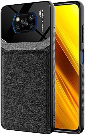 Aksesuarcim Xiaomi Poco X3 Pro ile Uyumlu Silikon Kılıf Deri Görünüm İnce Tarz Kapak Emiks Siyah