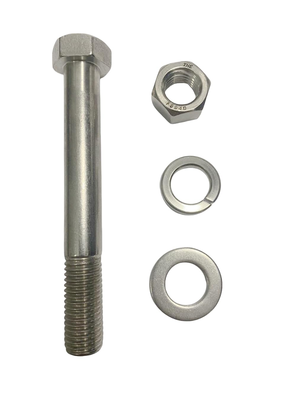 34-10  5-12 hex Bolt with hex nut,Flat Washer and Split Lock Washer.Partial Thread,Stainless Steel 30418-8,1set by DYFOL