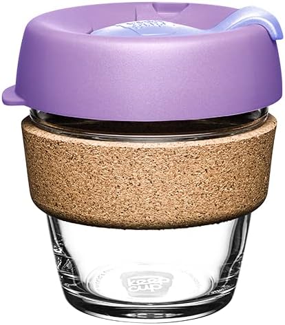 KeepCup Brew Cork - Reusable Coffee Cup Tempered Glass and Natural Cork, Extra Small 6oz/177ml - Moonlight
