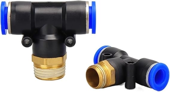 DOLUNTO 2PCS Air Connector Fitting T Shape Hose Pipe to BSPT Male Thread Pneumatic Coupler (12mm OD Hose,3/8inch)