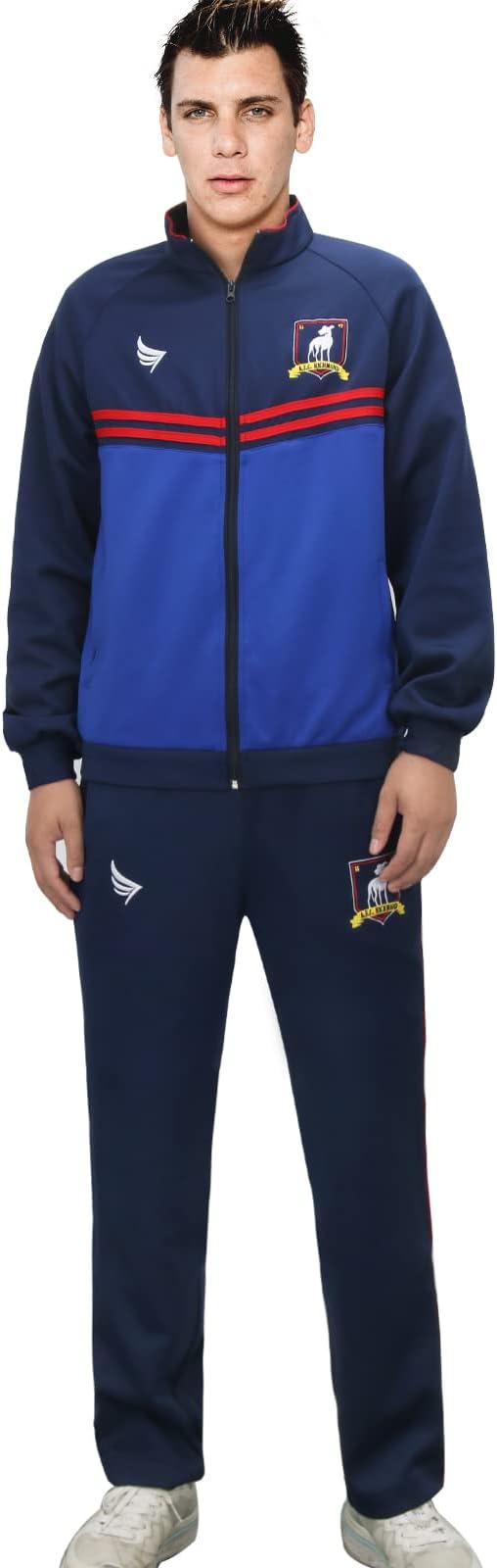 Football Jacket Pants Suit Blue Soccer Track Lightweight Sports Tracksuit Training Sportswear Set Adult Size