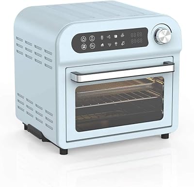 Air Fryer Toaster Oven Combo 8-in-1 Countertop Rotisserie & Dehydrator, Convection Oven for Chicken, Pizza, Cookies, Bake, Broiler, Roaster, Toast, Oil-Less Oven, Stainless Steel Body, Accessories Included, LED Display & Control Dial, 1500W, Green