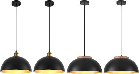 11.8" Black Pendant Lights 2 Pack and 15.7" Farmhouse Pendant Light 2 Pack