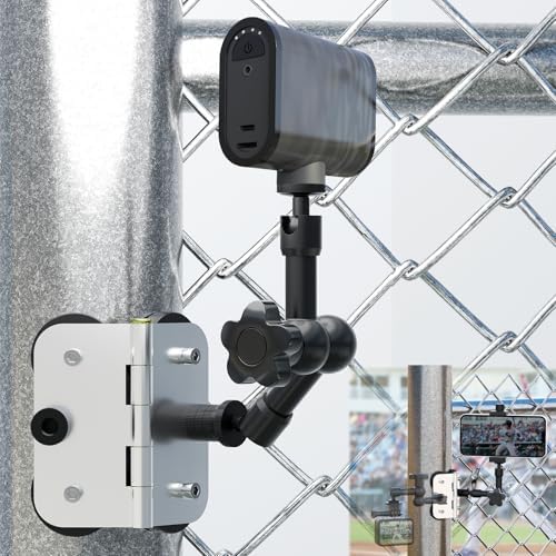 Magnetic Fence Mount, Post Mount for Mevo Start, GoPro, iPhone and Action Cameras, Two 14 Threaded Points, with Safety Rope, for Recording Baseball,Softball and Tennis Games