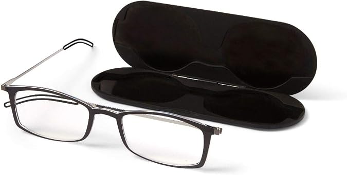 ThinOptics Unisex Adult Glasses Reading, Regular Case / Rectangle Black, 2.00 US