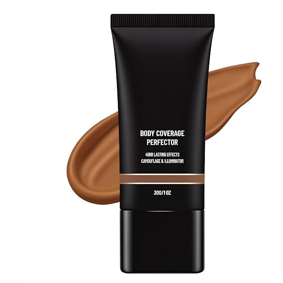 Body Coverage Perfector Waterproof Leg & Body Makeup Foundation, Full Coverage Tattoo Cover Up Concealer, Long Lasting Sweatproof & Transfer Resistant Body Makeup for Legs, Face (Dark skin)