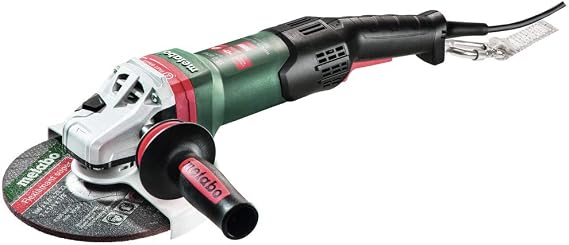 Metabo 7-Inch Angle Grinder, 8,200 RPM, 15 Amp w/Electronics, Non-Lock Paddle Switch, Rat Tail, Safety Clutch, Brake, M-Brush Tech, Made in Germany, WEPB 19-180 RT DS, 601096420, Green