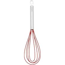 Cuisipro Flat Whisk, Red, Flexible Silicone, Non-Scratch, Heat Resistant, 25.4cm, 10”