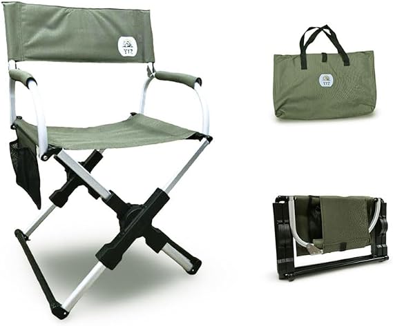 Portable Camping Chair with Carry Bag, Compact, Lightweight Collapsible Arm Chair for Outdoor Camping, Sports, Tailgates, Beach, and Fishing; Supports up to 250lbs [2024 (Green)