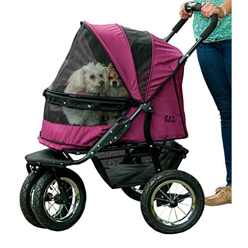 Pet Gear NO-ZIP Double Pet Stroller, Zipperless Entry, for Single or Multiple DogsCats, Plush Pad  Weather Cover Included