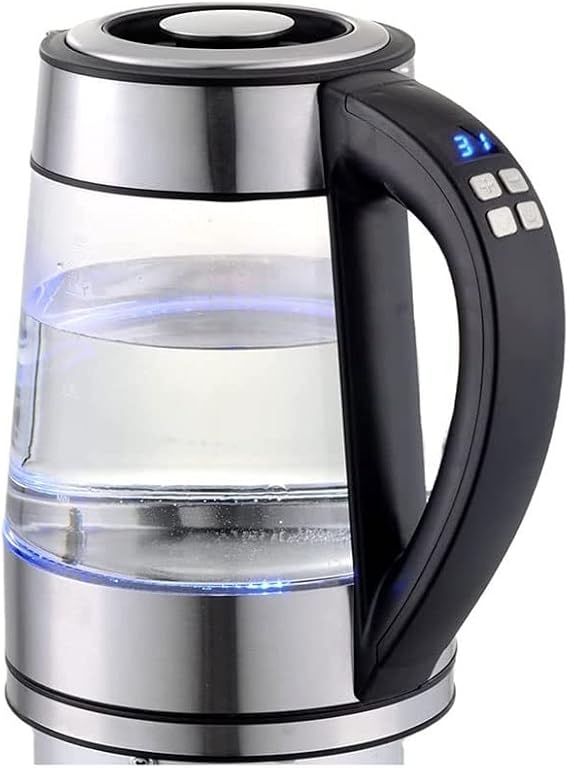 1850W Electric Kettle 1.8L - Electric Glass Tea Kettle (BPA Free) Cordless Portable Glass Jug Kettle with Auto Shutoff Protection, Stainless Steel Lid & Bottom