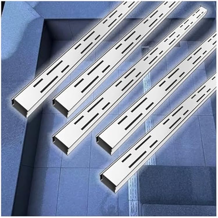Floor Trench Drains for Driveways Slim, Narrow Patio Drainage Grate Linear, Metal Channel Grate Cover Stainless Steel, French Drain Kit5PACK,3.5x3cm1.4x1.2in