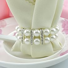 ZiDeTang Round Pearl Napkin Rings Set of 6 (2Row)