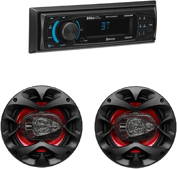 BOSS Audio Systems Single Din Car Stereo with Bluetooth  2 Car Speakers