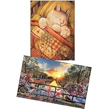 Pintoo - Two Plastic Jigsaw Puzzles Bundle - 300 Piece - Phoenix Chan - Fall Asleep and 1000 Piece - Beautiful Sunrise Over Amsterdam [H2429+H1770]