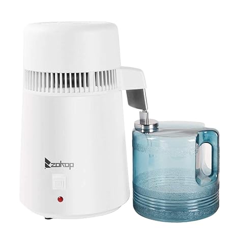 4L Water Distiller, Distilled Water Machine for Home Countertop Table Desktop, BPA-Free Container Stainless Steel Interior for Home Use, 750W Distilled Water Maker Purifier, 220V (White)