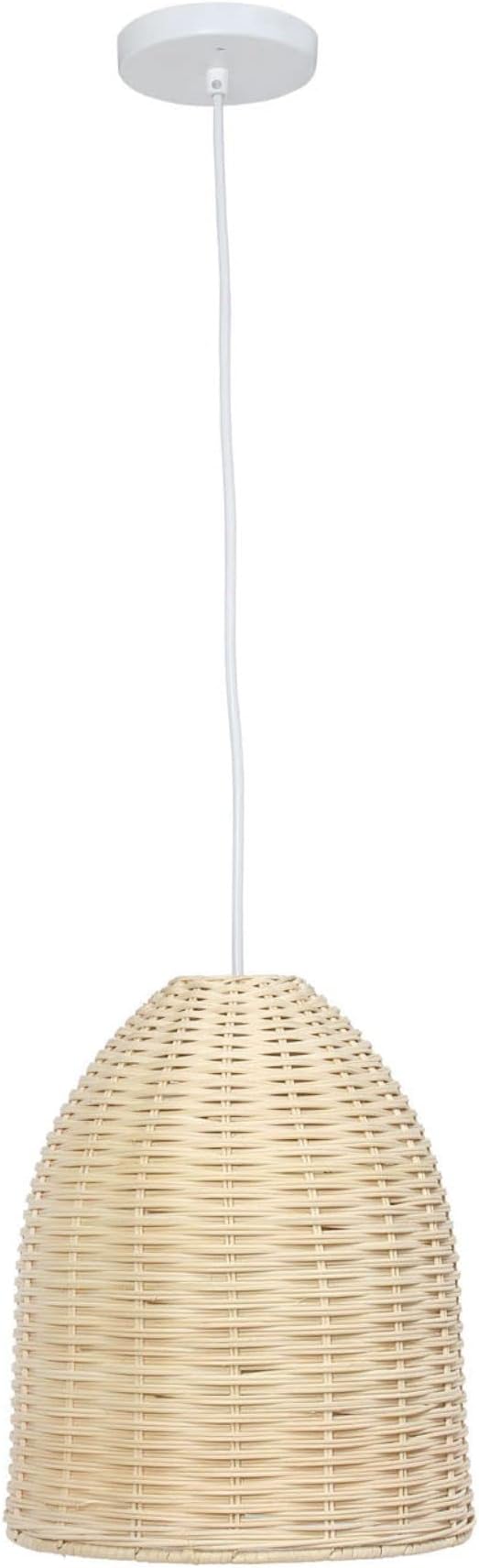 Elegant Designs PT1007-NAT Elongated Coastal Dome Rattan Downlight Pendant, Natural