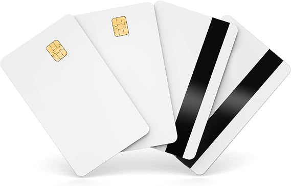 SLE4442 Chip Cards w/HiCo 2 Track Mag Stripe Blank White EMV Chip Cards with Hi-Co Magnetic Stripe PVC Blank Card Blank Smart Intelligent Card Contact IC Card (50PCS)