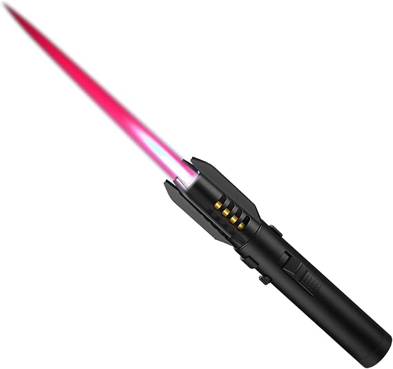 Large Torch Lighter, Windproof Butane Lighters with Flame Adjustable, Refillable, Jet Flame, Flame Switch Lock, Cool Lighter for Men.(Gas Not Include)