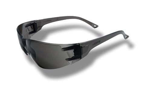 Radnor Glasses Safety Gray Anti-Scratch Classic Unframed Charcoal Flexible Temple Wrap-Around Single Ansi Z87+