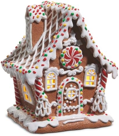 RAZ Imports Lighted Sprinkle Gingerbread House, 6.5-Inch, Multicolor