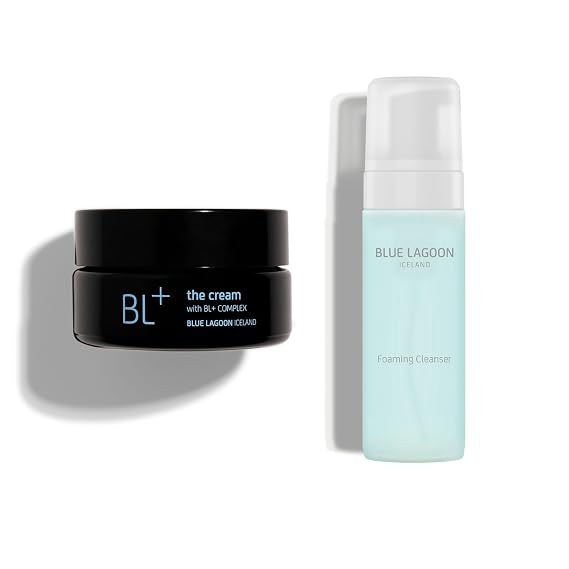 Blue Lagoon Skincare Ultimate Facial Routine Bundle - Natural Foaming Cleanser - Cream Whipped Facials Moisturizer - 150ml & 1.7oz