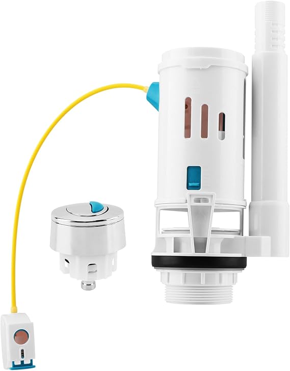 Toilet Dual Flush Valve with Push Button, Toilet Flush System Replacement Adjustable Universal 2" Outlet 280mm Cable Cistern Flush Replacement