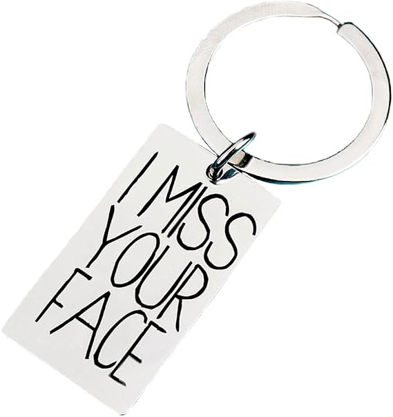 Guqqeuc Long Diatance Gifts for Women Men I Miss You Face Keychain for Boyfriend Wife Girlfriend Birthday Gifes for Mom Dad Son Christmas Gifts Moving Away Key Chains