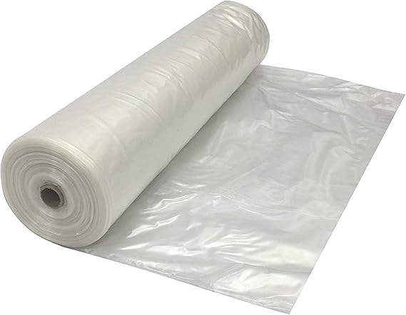 VBS - Clear Plastic Sheeting - 10 mil - (10' x 100') Clear Plastic Roll for Spray Barrier, Roll of Plastic Sheeting Heavy Duty, Thick Plastic Sheeting, Polyethylene Film