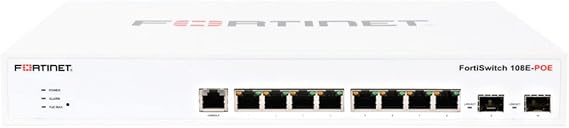 Fortinet FortiSwitch 108E-POE Layer 2 FortiGate Switch Controller Compatible PoE+ Switch - 8 x GE RJ45 Ports, 2 x GE SFP