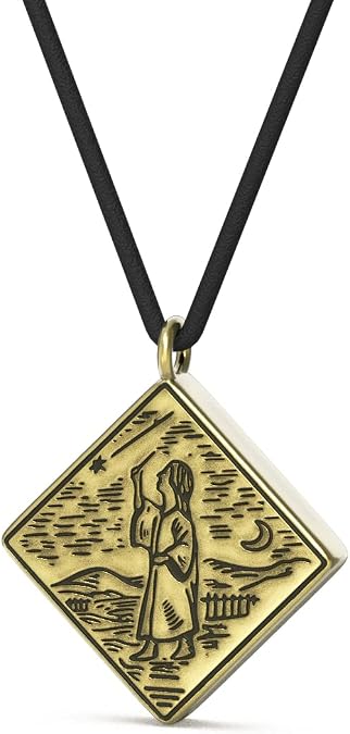 EHORIA Celestial Necklace for Men Women, Vintage Shooting Star and Moon Brass Pendant on 18 Inch Black Cord, Dainty Choker Layered Jewelry Gift