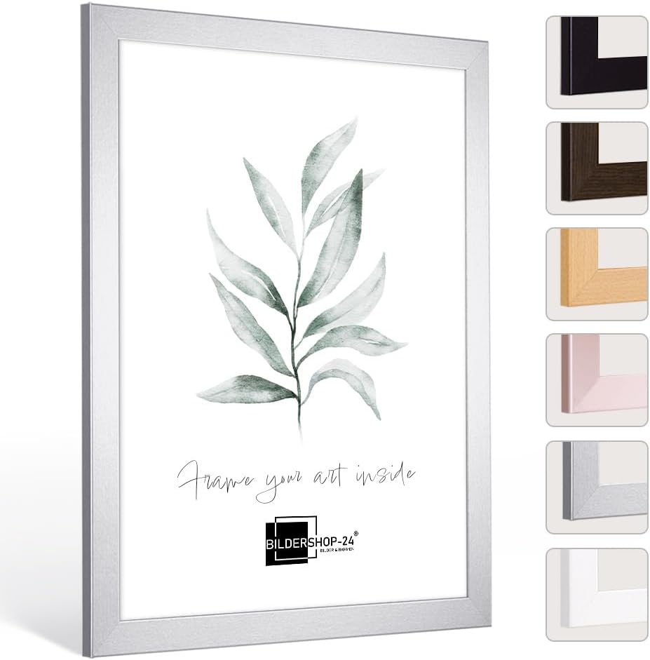Bildershop-24 Monza Picture Frame in Silver 80 x 80 cm Photo Frame Removable Frame Poster Frame Puzzle Frame