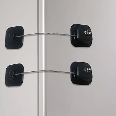 Heavy Duty Refrigerator Lock Cabinet Locks Child Safety Cabinet Locks Combination Fridge Lock for Cabinets Drawers Refrigerator Black - 2Pack