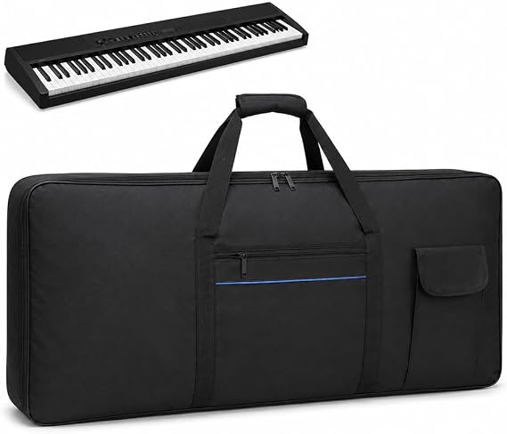 61-Key Keyboard Case for Yamaha PSR-I455/PSR-E443/PSR-E453/PSR-E463/PSR-I500, Padded Electronic Keyboard Gig Bag with Backpack Straps, Shoulder Strap and Dual Front Pockets