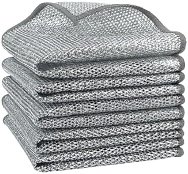 Wire Dishwashing Rag, 2024 New Multipurpose Wire Dishwashing Rags for Wet and Dry Double Layer Wire Cleaning Cloths, Reusable Scrubbing Pads Non-Scratch Wire Dishcloth Clean for Kitchen (5pcs)