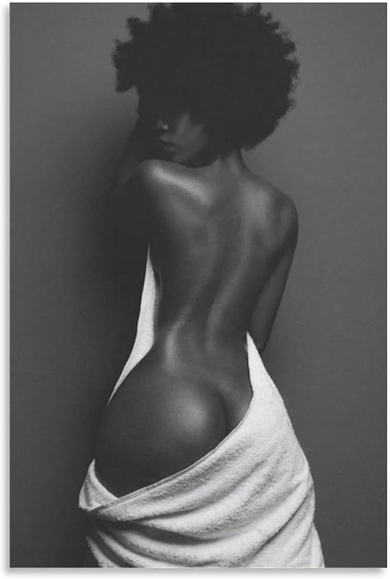 MQISNOHA African American Black Black Woman's Sexy Back Wall Art Poster Wall Art Paintings Canvas Wall Decor Home Decor Living Room Decor Aesthetic 24x36inch(60x90cm) Unframe-style