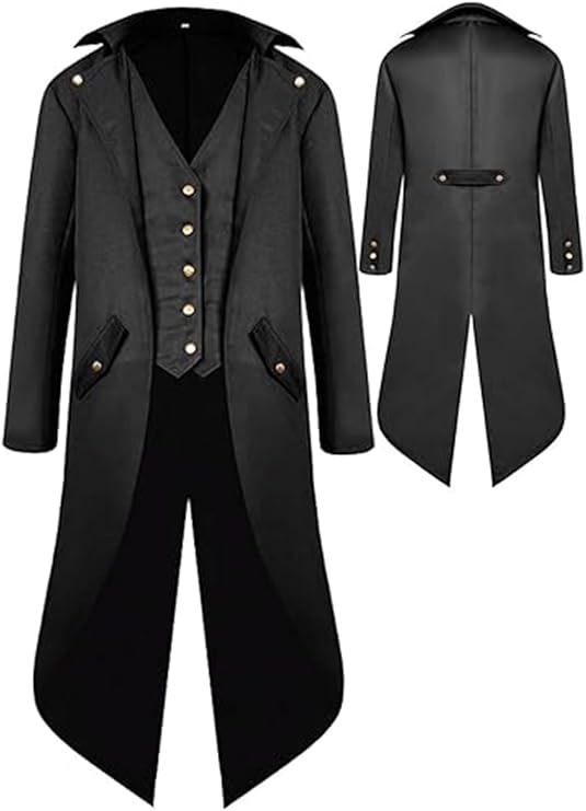 SIAEAMRG Boys Halloween Costumes Kids Pirate Vampire Gothic Tailcoat Jacket