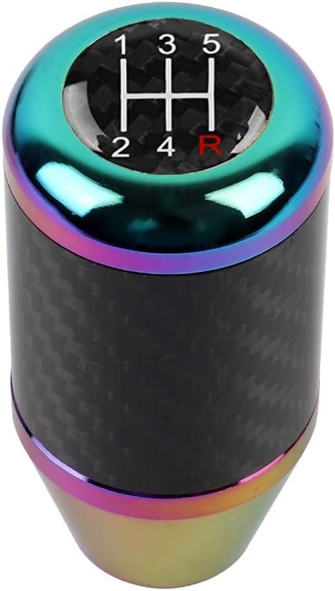 Universal 5 Speed Neo Chrome Carbon Fiber Racing Gear Stick Shift Knob for MT Manual