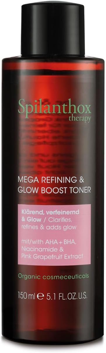 Spilanthox therapy - Mega Refining & Glow Boost Toner - Facial Toner with AHA + BHA Acids Niacinamide & Pink Grapefruit Extract - for a Refined Complexion with Natural Glow - 150 ml