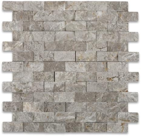 SILVERADO GRAY 1X2 Marble SPLIT-FACED Mosaic Tile