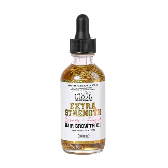 The Mane Attraction Extra-Strength Herbal Hair Growth Oil, 2 Fl Oz | Rosemary & Fenugreek Blend, Castor & Vitamin E Infusion, Scalp-nourishing for All Hair Types