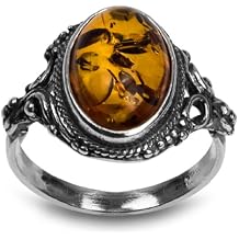 Sterling Silver Amber Oval Ring