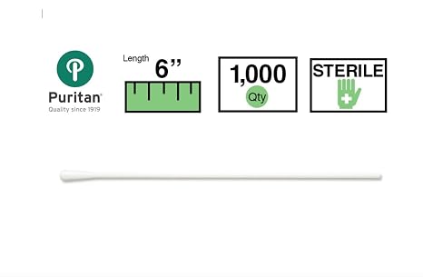 Puritan 25-806-2PD Polyester Tipped Sterile Applicators/Swabs with Semi-Flexible Plastic Shaft, 1/10" Diameter x 6" Length (Case of 2000)