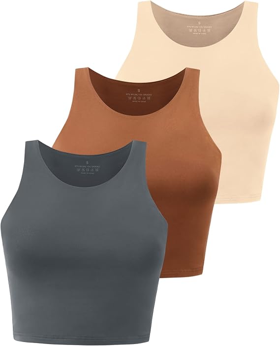 Workout Crop Tops for Women Cropped Racerback Halter Neck Shirts Sleeveless Yoga Tops Pack