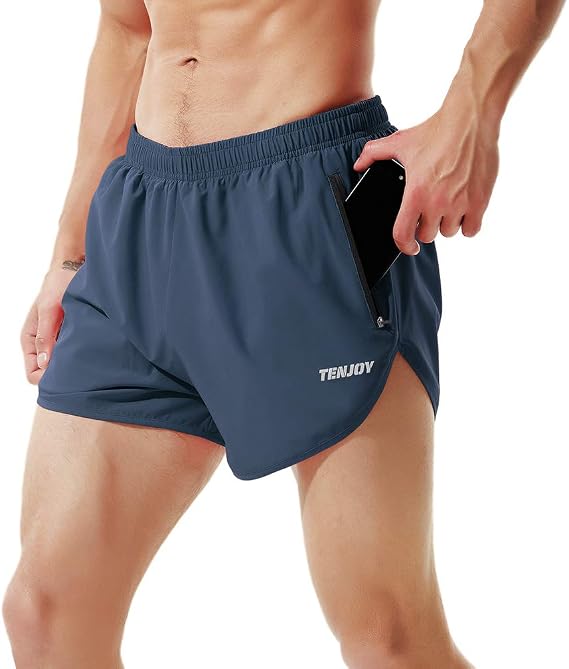 Men's Running Shorts Gym Athletic Workout Shorts for Men 3 inch Sports Shorts with Zipper Pocket