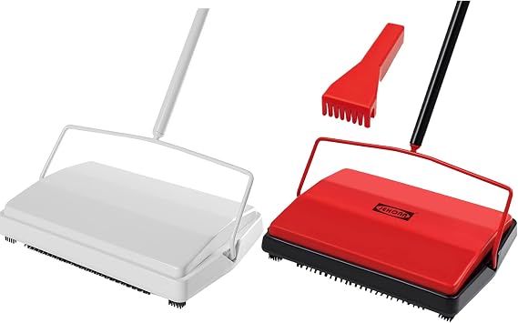 JEHONN Carpet Floor Sweeper Manual with Horsehair, Rotor Brush Heavy Duty for Pet Hair Clean