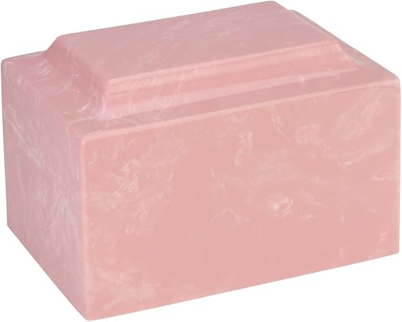 Pink Classic Cultured Marble by Mackenzie Vault for Silverlight Urns, Pink Cremation Urn for Ashes, Adult Sized, Ground Burial, Home Memorial, and Funeral Service
