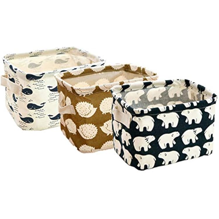 Orino Waterproof Animal Style Storage Baskets Small Collapsible Portable Storage Bins Organizers Home Decor for bedrooms, Nurseries, Study Room, Rest Room, Kitchen, Office, Set of 3