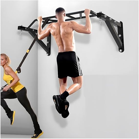 GRRICEPL Heavy Duty Wall Mounted Pull Up Bar, Multi-Grip Pull Up Bar Ceiling Mount, Mounted Pull Up Bar and Dip Station, Load Capacity 400KG